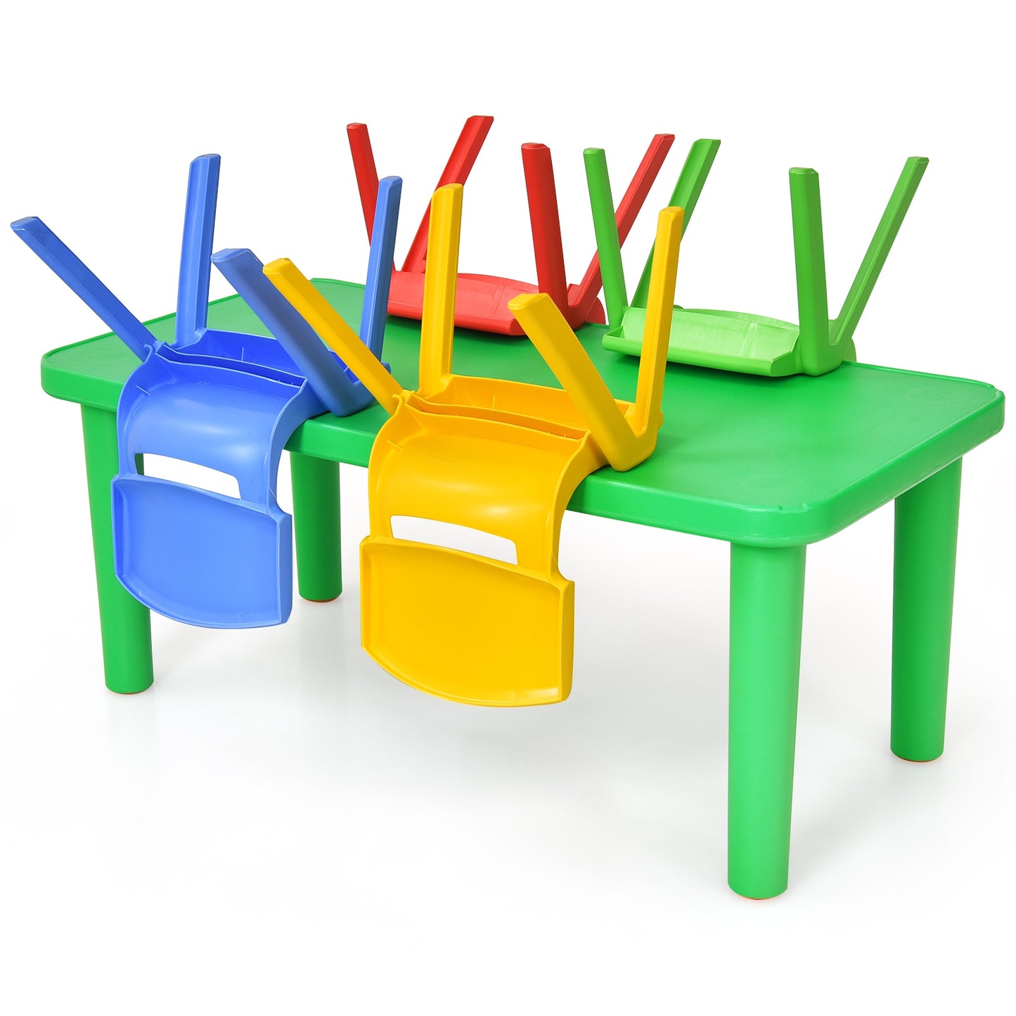 Kids Colorful Plastic Table and 4 Chairs Set Kids Crystal