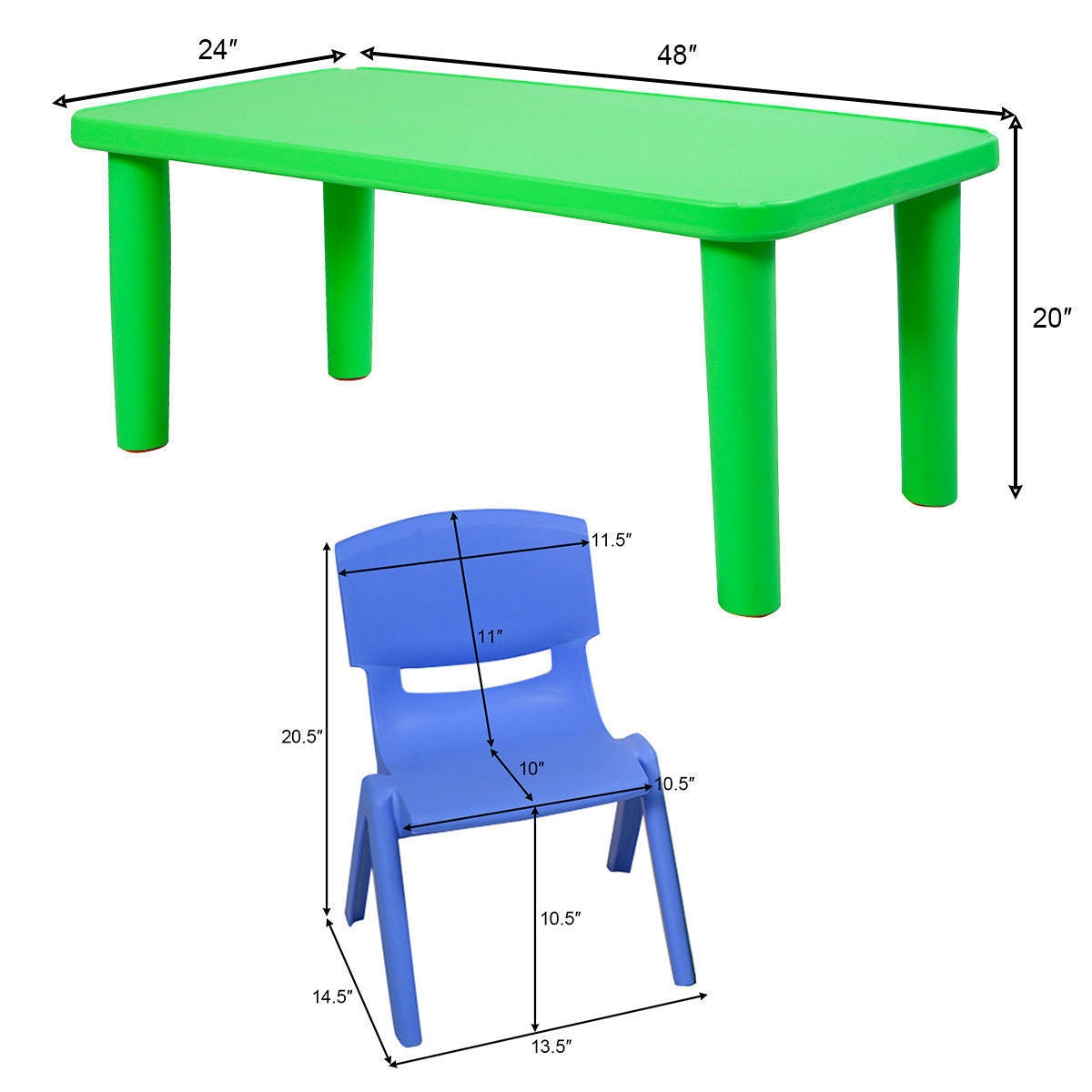 Kids Colorful Plastic Table and 4 Chairs Set Kids Crystal