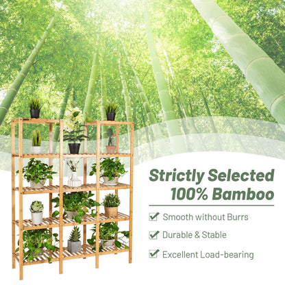 5 Tier 12 Potted Multifunctional Bamboo Shelf Flower Plant Display Stand