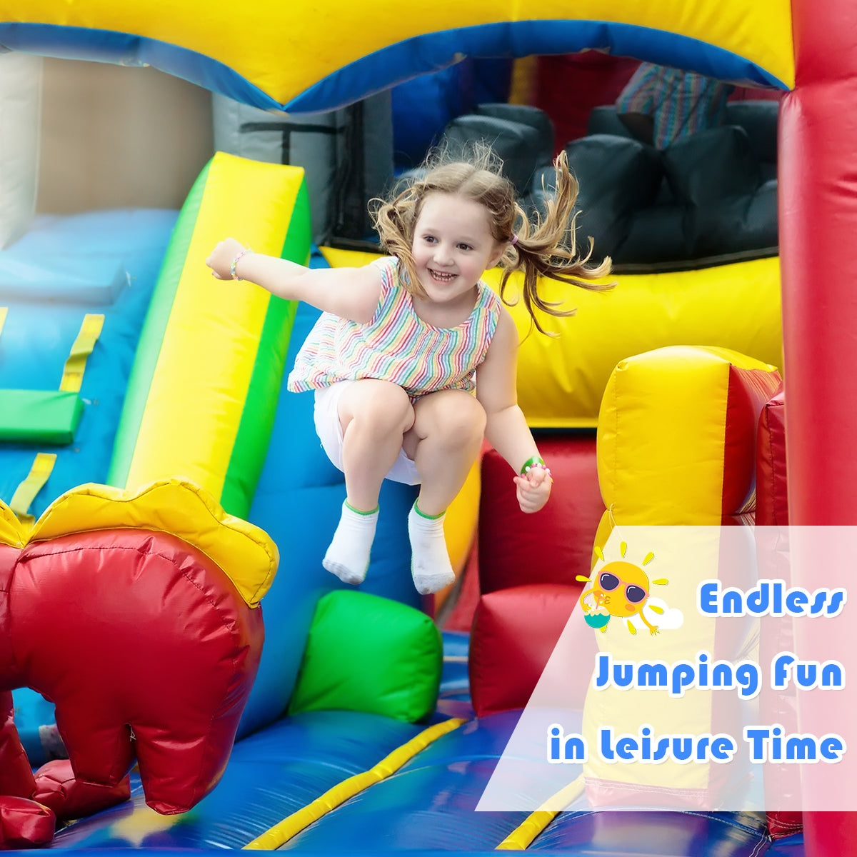 Inflatable Bounce House Castle Jumper Without Blower Kids Crystal