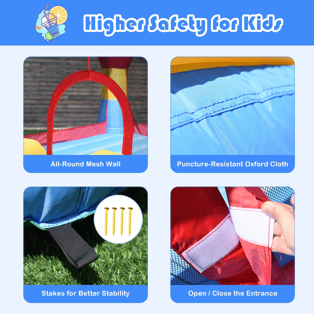 Inflatable Bounce House Castle Jumper Without Blower Kids Crystal