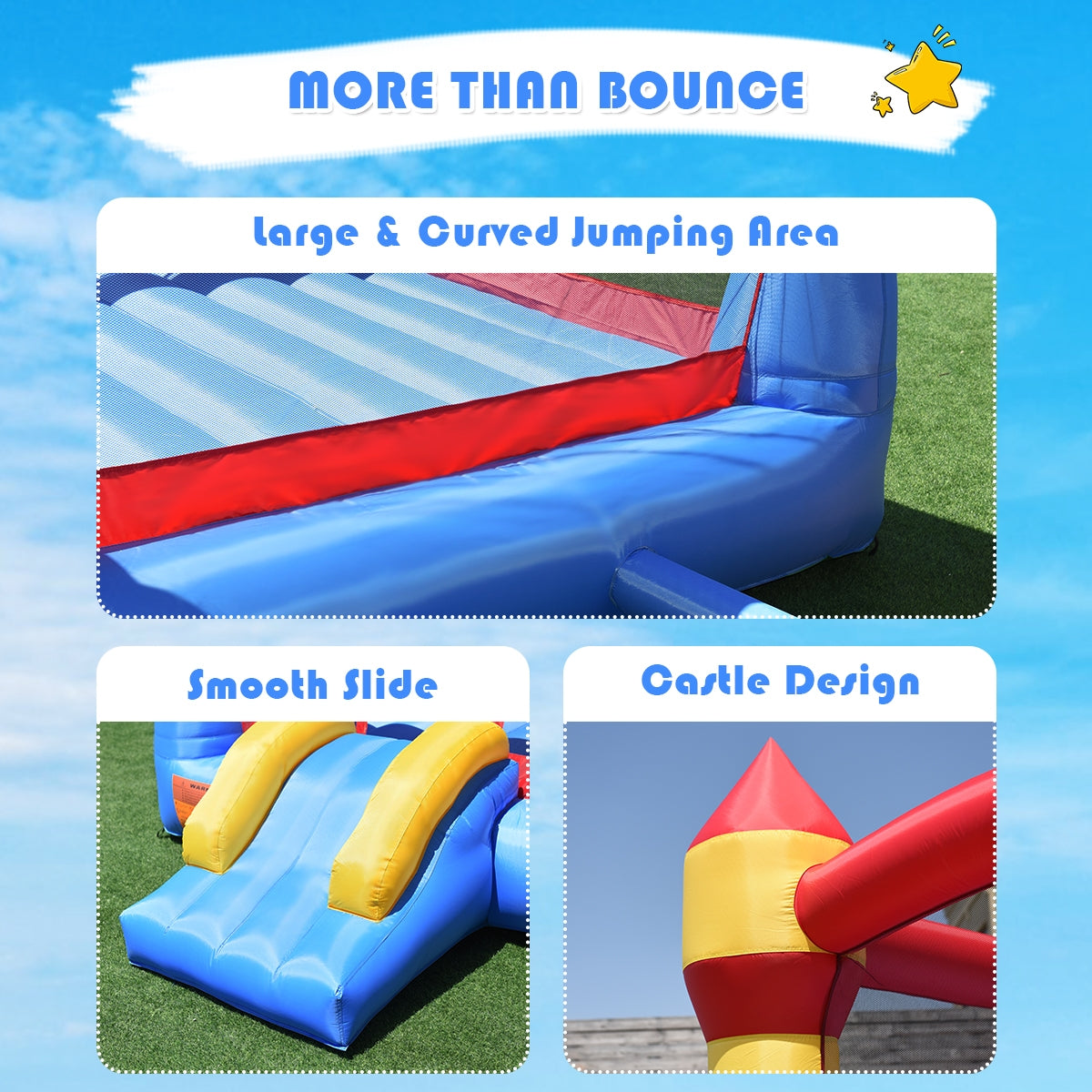Inflatable Bounce House Castle Jumper Without Blower Kids Crystal