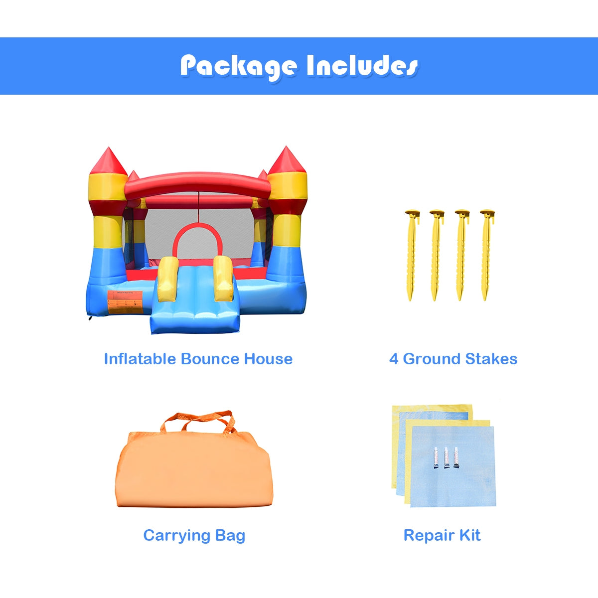 Inflatable Bounce House Castle Jumper Without Blower Kids Crystal