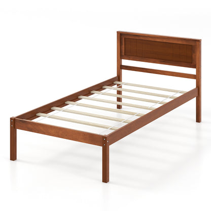 Twin/Full/Queen Size Bed Frame with Wooden Headboard and Slat Support-Twin Size
