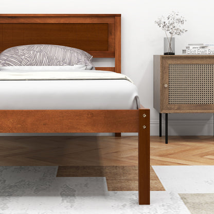 Twin/Full/Queen Size Bed Frame with Wooden Headboard and Slat Support-Twin Size