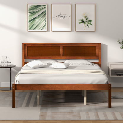 Twin/Full/Queen Size Bed Frame with Wooden Headboard and Slat Support-Queen Size