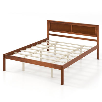 Twin/Full/Queen Size Bed Frame with Wooden Headboard and Slat Support-Queen Size