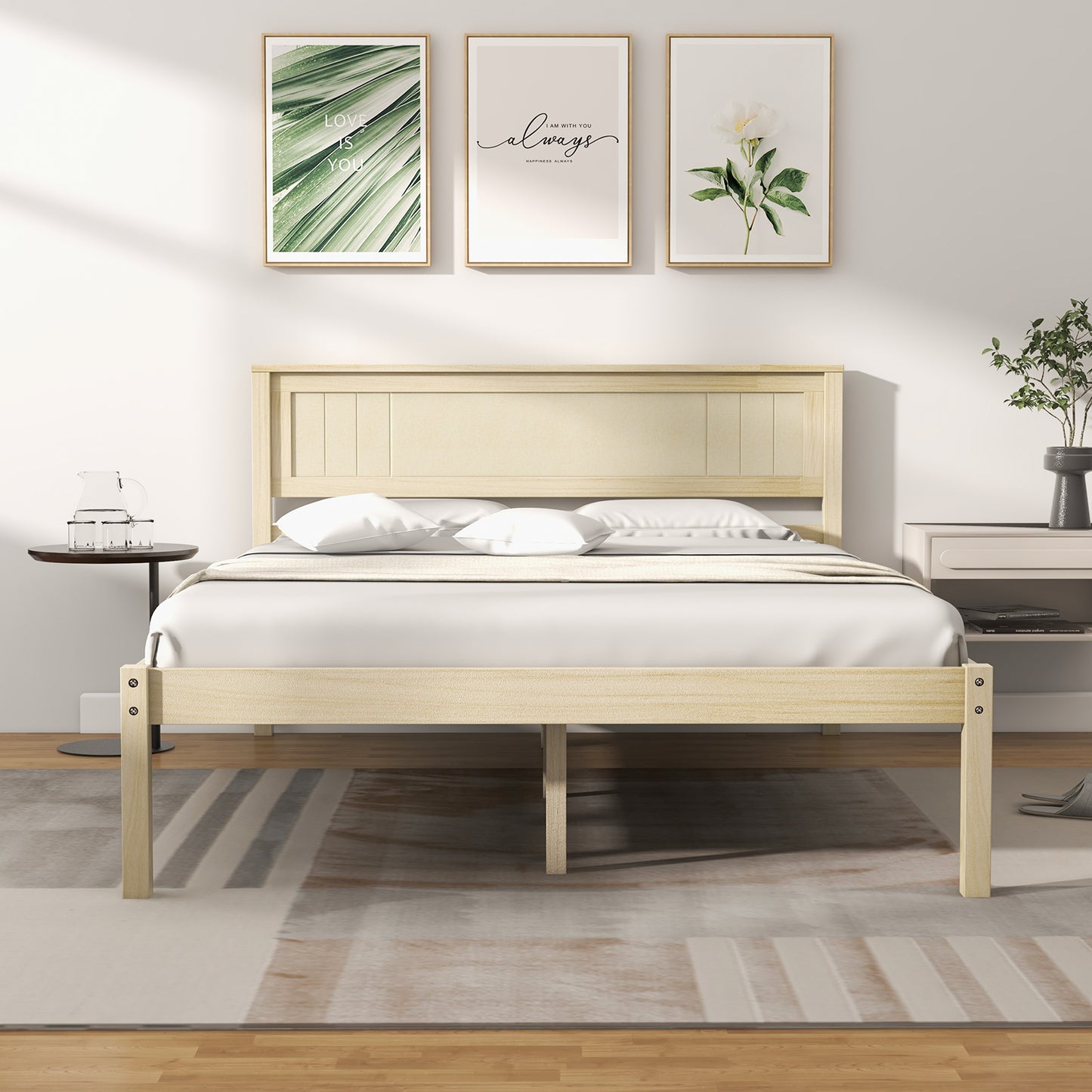 Twin/Full/Queen Size Wooden Bed Frame with Headboard and Slat Support-Full Size Kids Crystal
