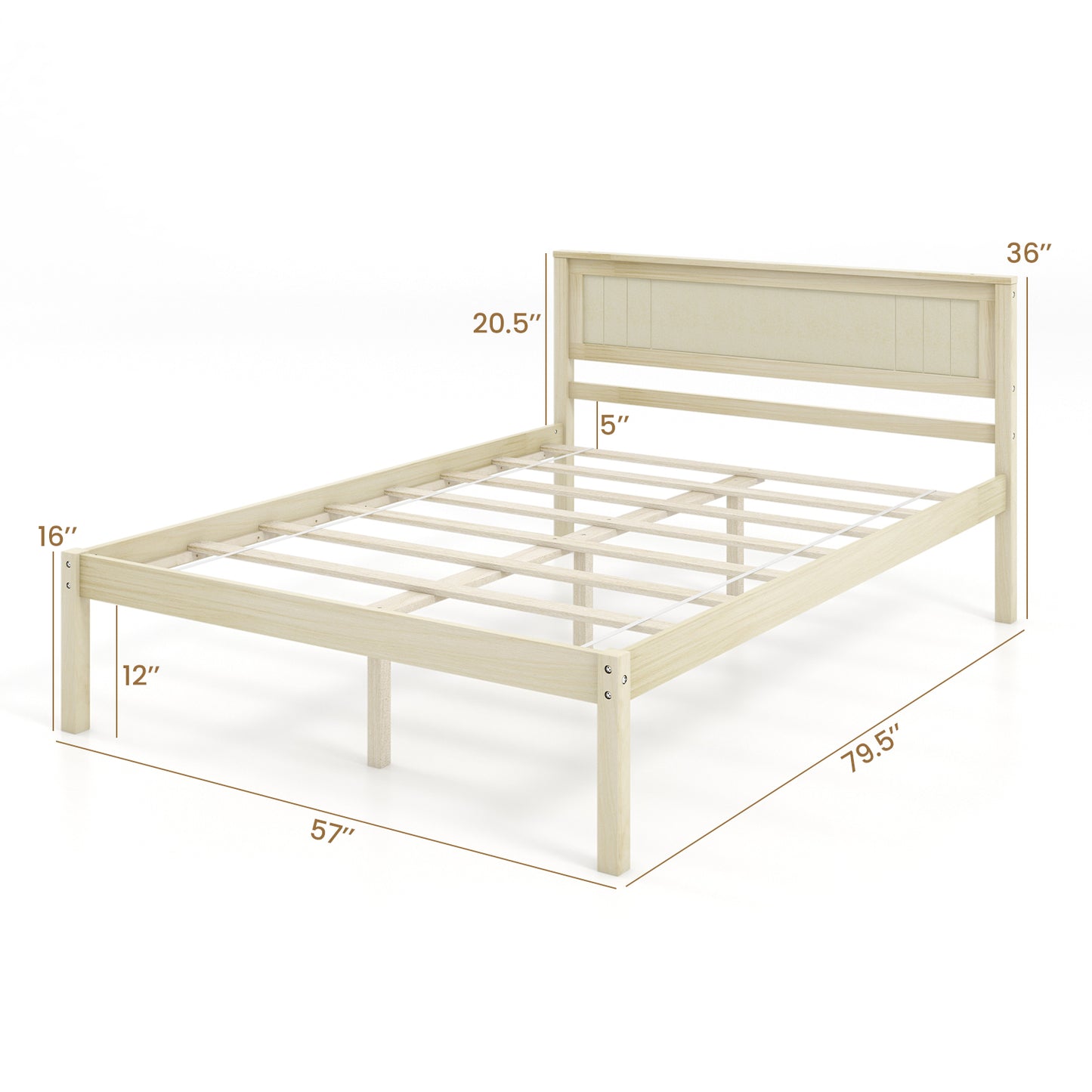 Twin/Full/Queen Size Wooden Bed Frame with Headboard and Slat Support-Full Size Kids Crystal