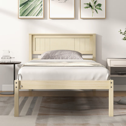 Twin/Full/Queen Size Wooden Bed Frame with Headboard and Slat Support-Twin Size