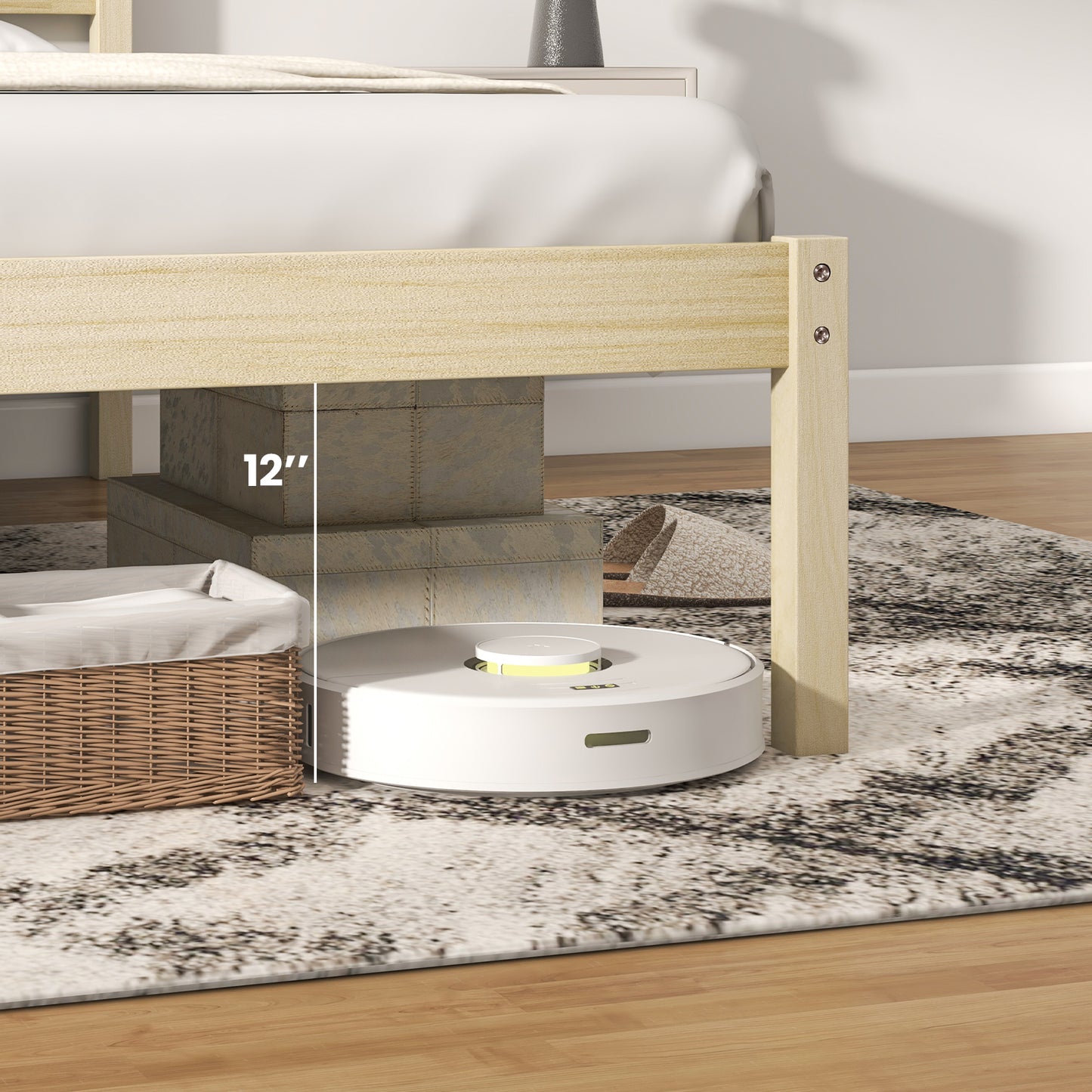 Twin/Full/Queen Size Wooden Bed Frame with Headboard and Slat Support-Twin Size Kids Crystal