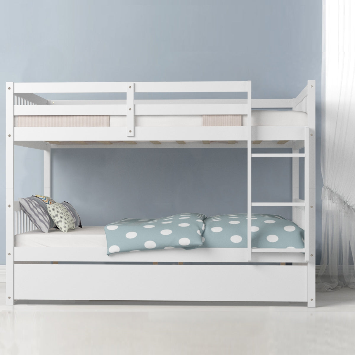 Full over Full Bunk Bed Platform Wood Bunk Bed Kids Crystal