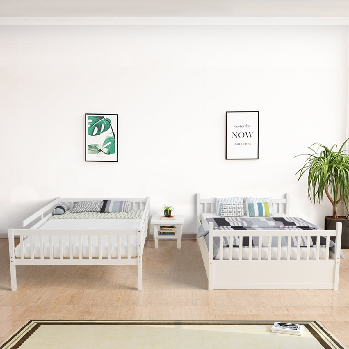 Full over Full Bunk Bed Platform Wood Bunk Bed Kids Crystal