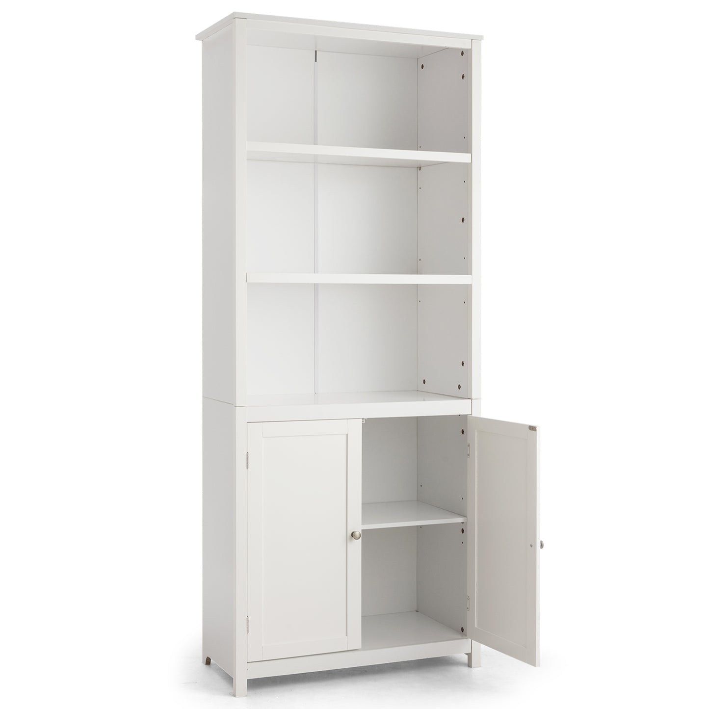 Bookcase Shelving Storage Wooden Cabinet Unit Standing Display Bookcase with Doors-White Kids Crystal