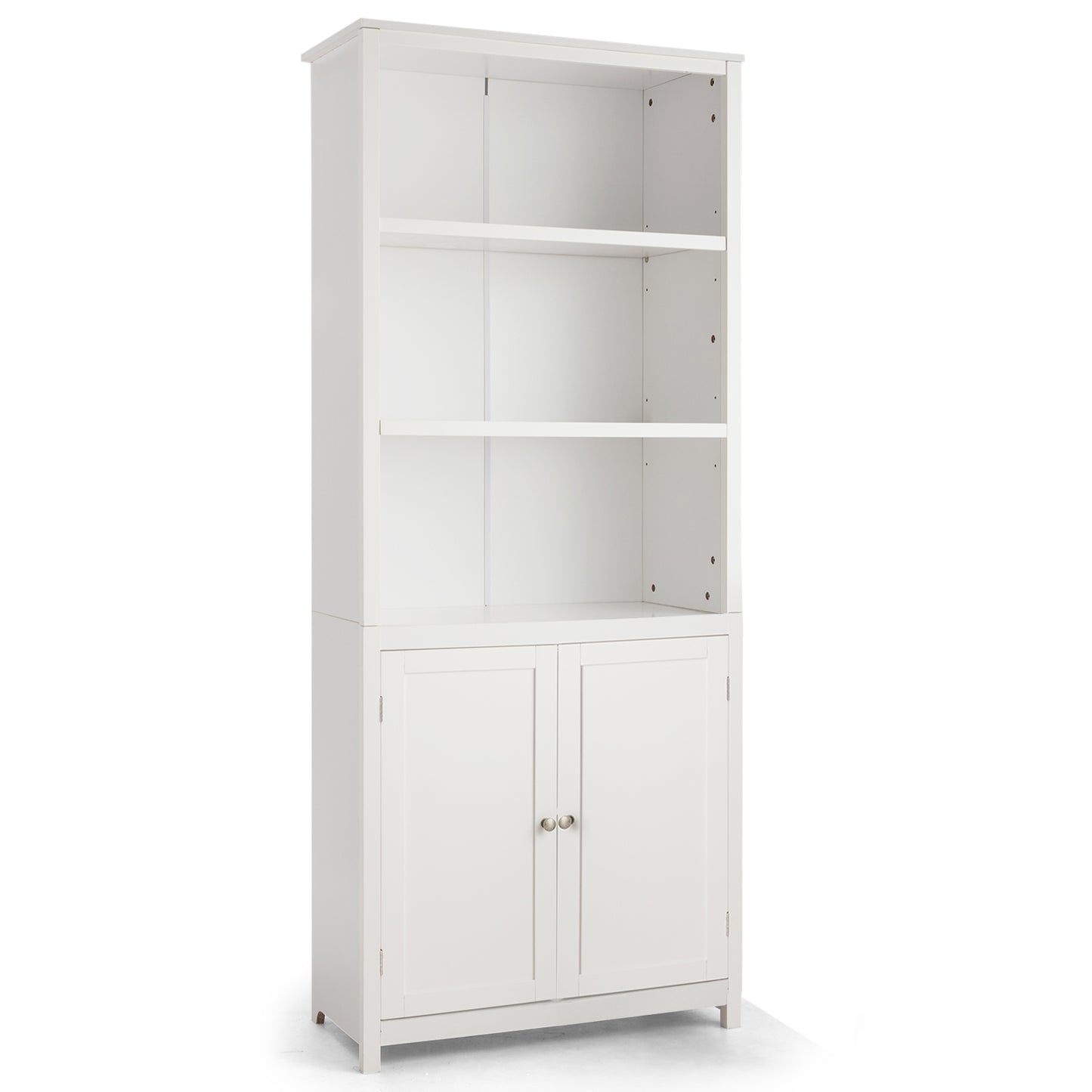 Bookcase Shelving Storage Wooden Cabinet Unit Standing Display Bookcase with Doors-White Kids Crystal