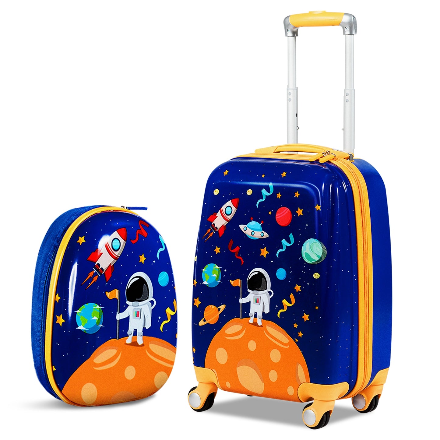 2 PC Kids Luggage Set Rolling Suitcase & Backpack-Navy Kids Crystal