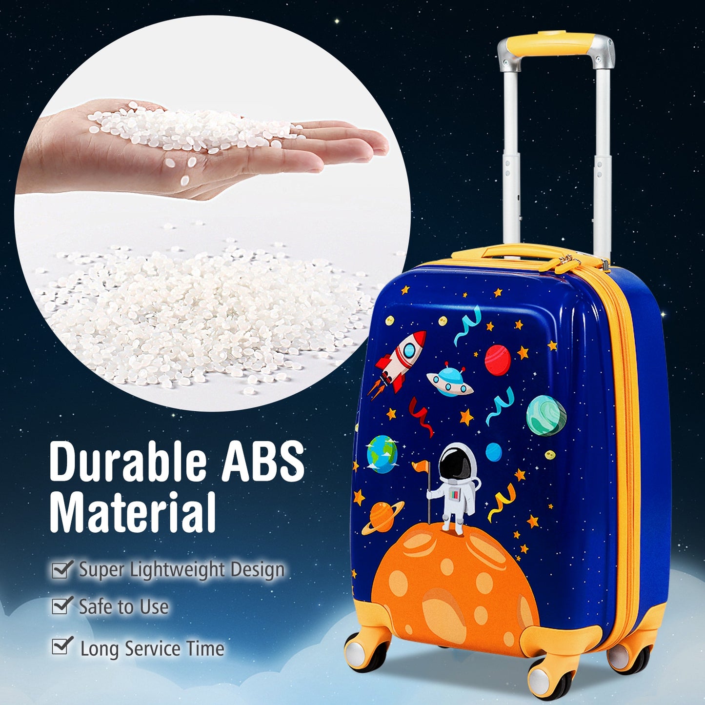 2 PC Kids Luggage Set Rolling Suitcase & Backpack-Navy Kids Crystal