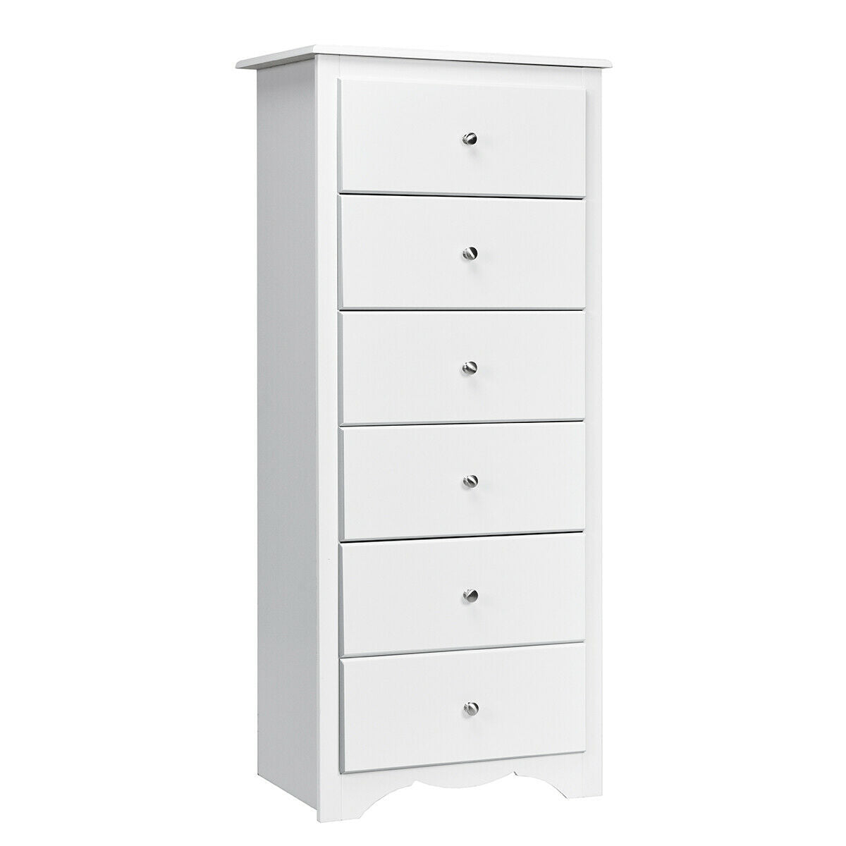 6 Drawers Chest Dresser Clothes Storage Bedroom Furniture Cabinet-White Kids Crystal