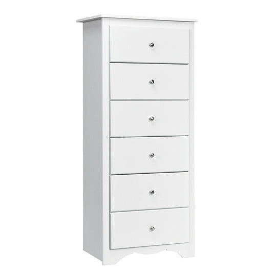6 Drawers Chest Dresser Clothes Storage Bedroom Furniture Cabinet-White Kids Crystal