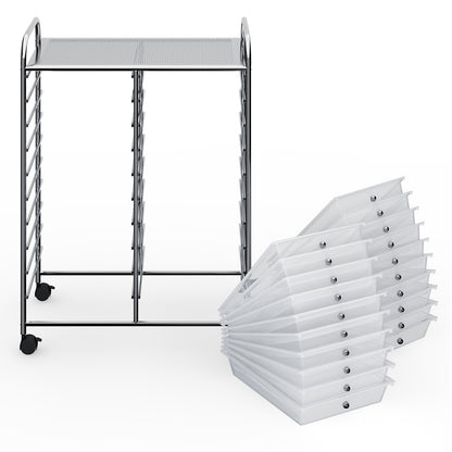 20 Drawers Storage Rolling Cart Studio Organizer-Clear