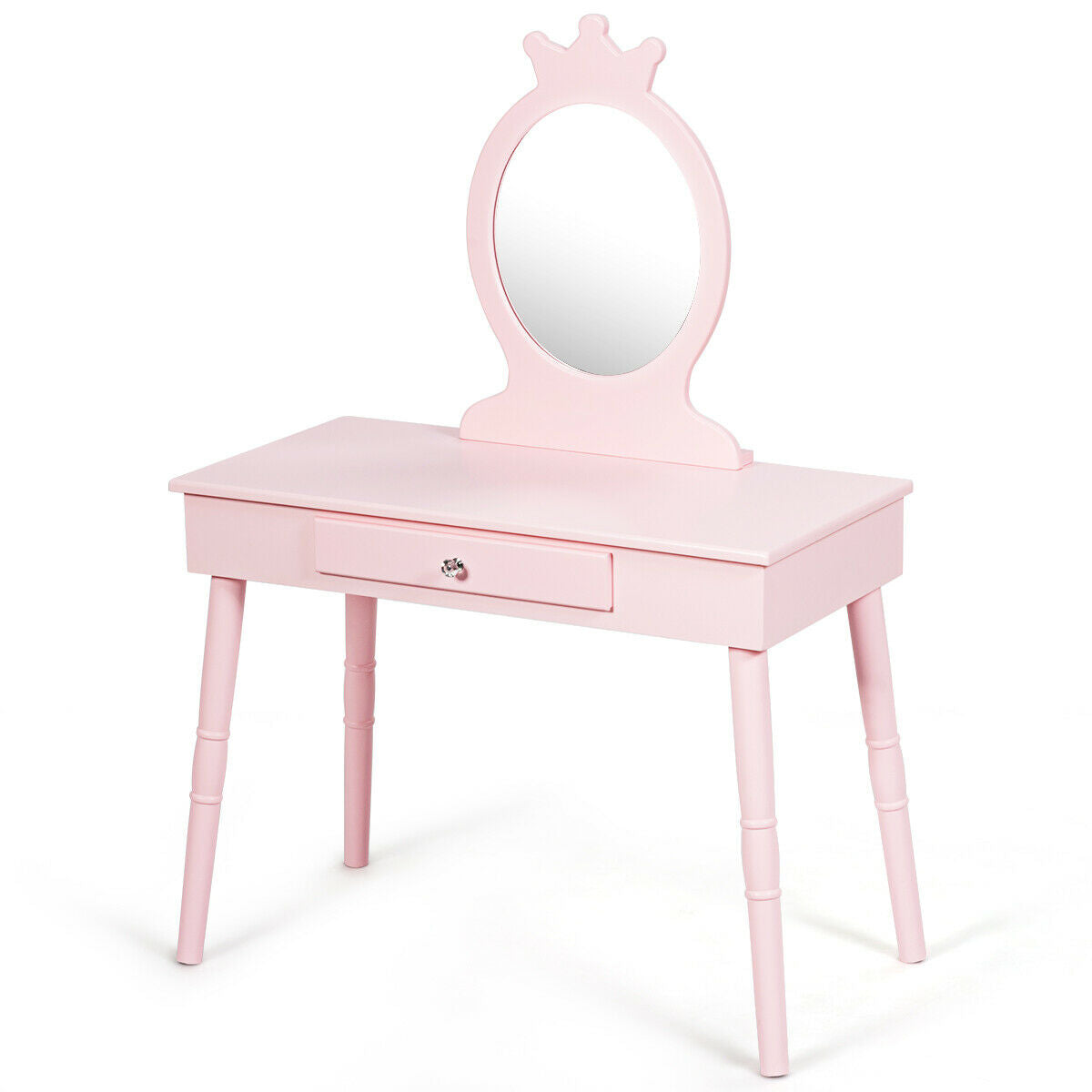 Kids Vanity Makeup Table and Chair Set Make Up Stool Kids Crystal