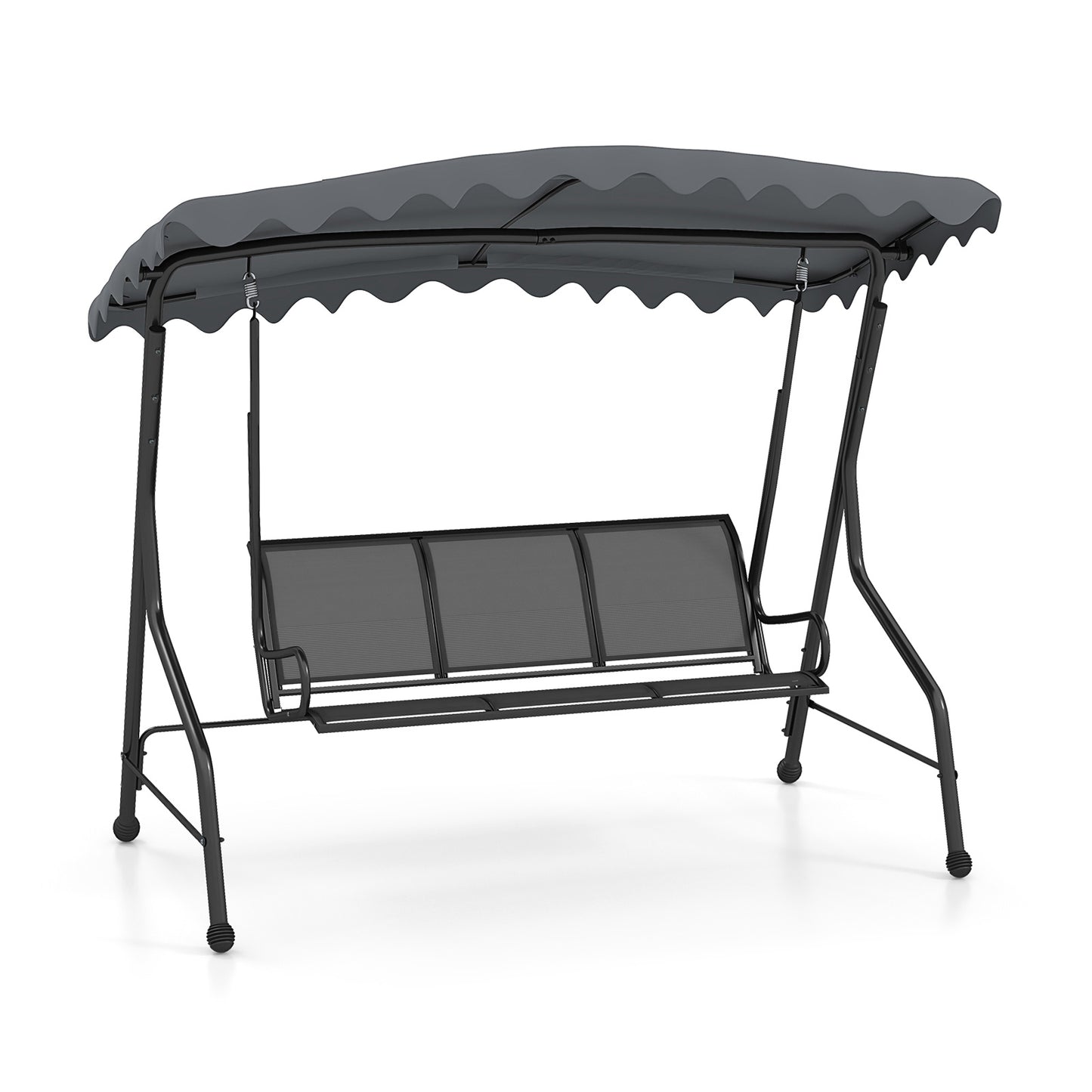 3-Seat Outdoor Porch Canopy Swing with Adjustable Shading-Gray Kids Crystal