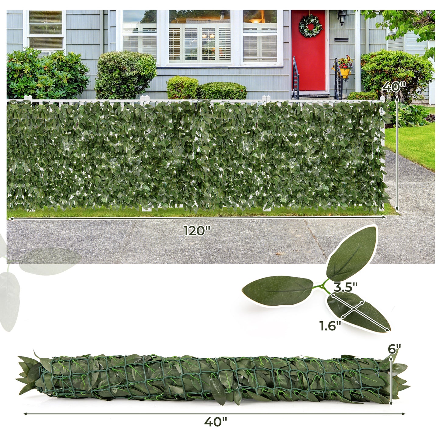 Artificial Lily Leaf Privacy Fence for Garden Yard Balcony Deck Kids Crystal