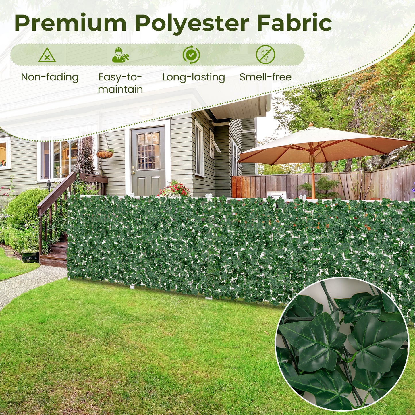 120 x 40  Inch Artificial Ivy Privacy Fence Kids Crystal