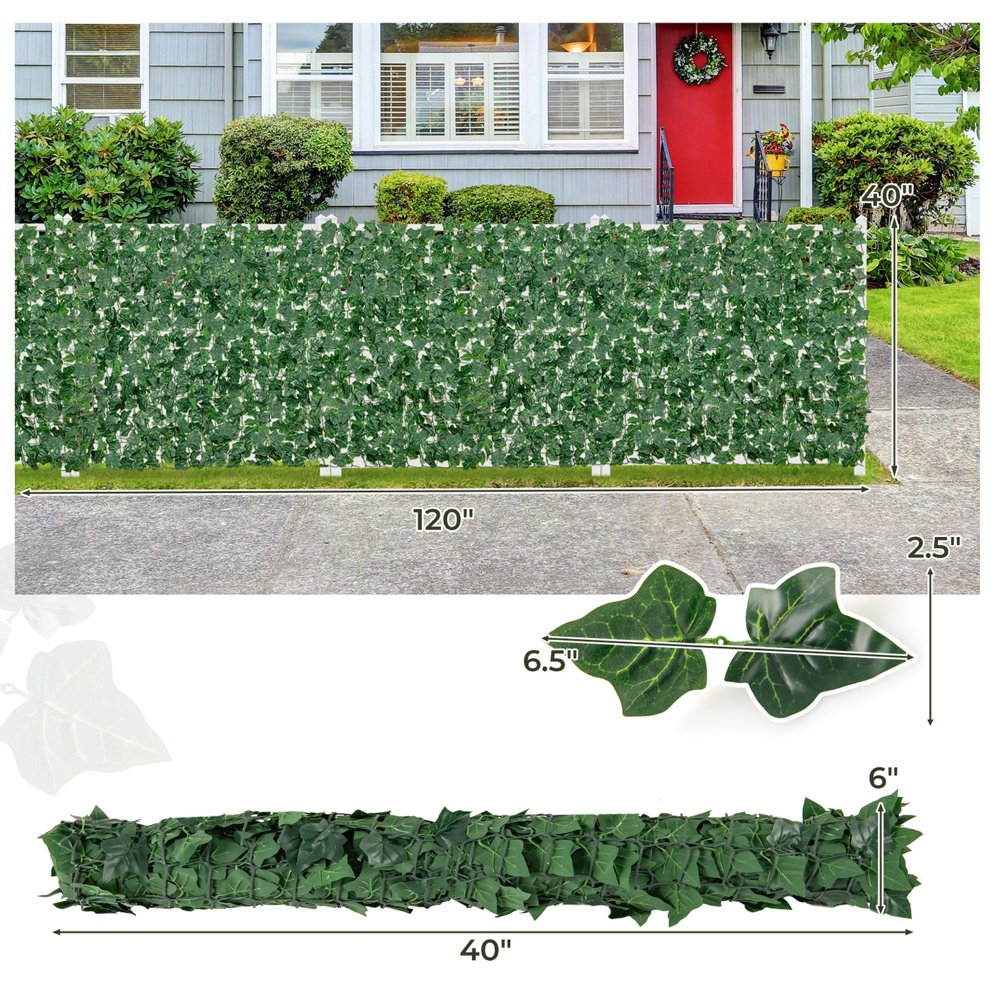 120 x 40  Inch Artificial Ivy Privacy Fence Kids Crystal