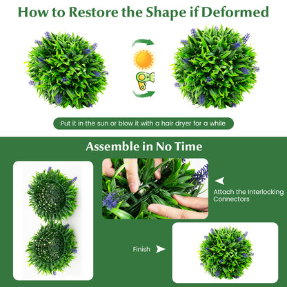 2 Pieces Artificial Lavender Topiary Balls with Flowers