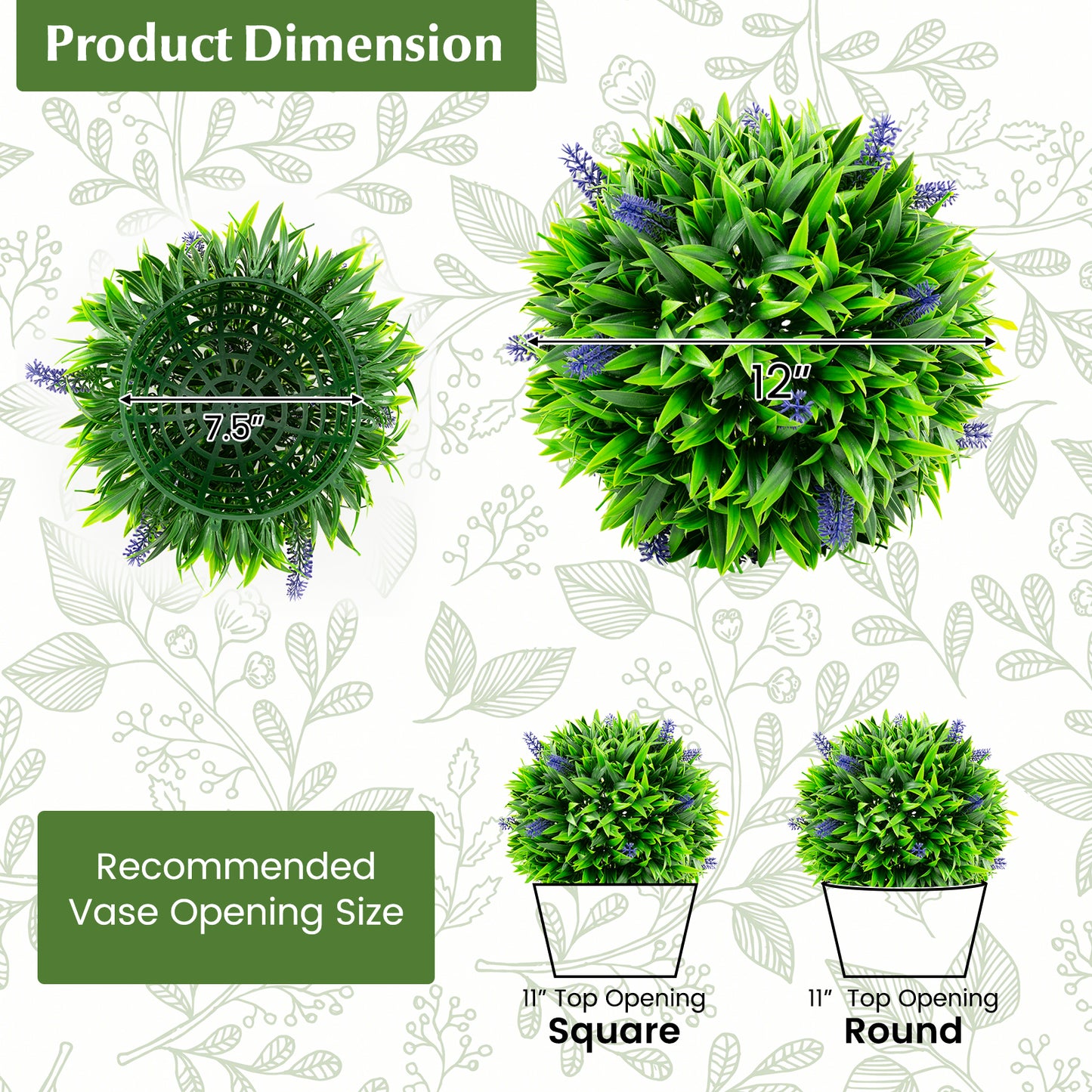 2 Pieces Artificial Lavender Topiary Balls with Flowers Kids Crystal