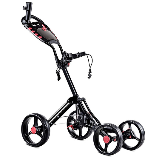 4 Wheel Folding Golf Pull Push Cart Trolley Kids Crystal