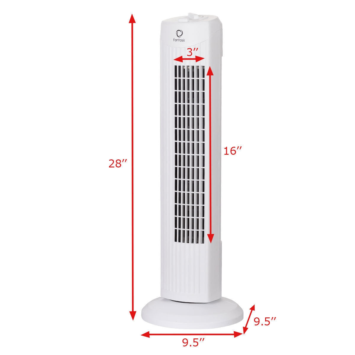 Fantask 35W 28 Inch Quiet Bladeless Oscillating Tower Fan-White Kids Crystal