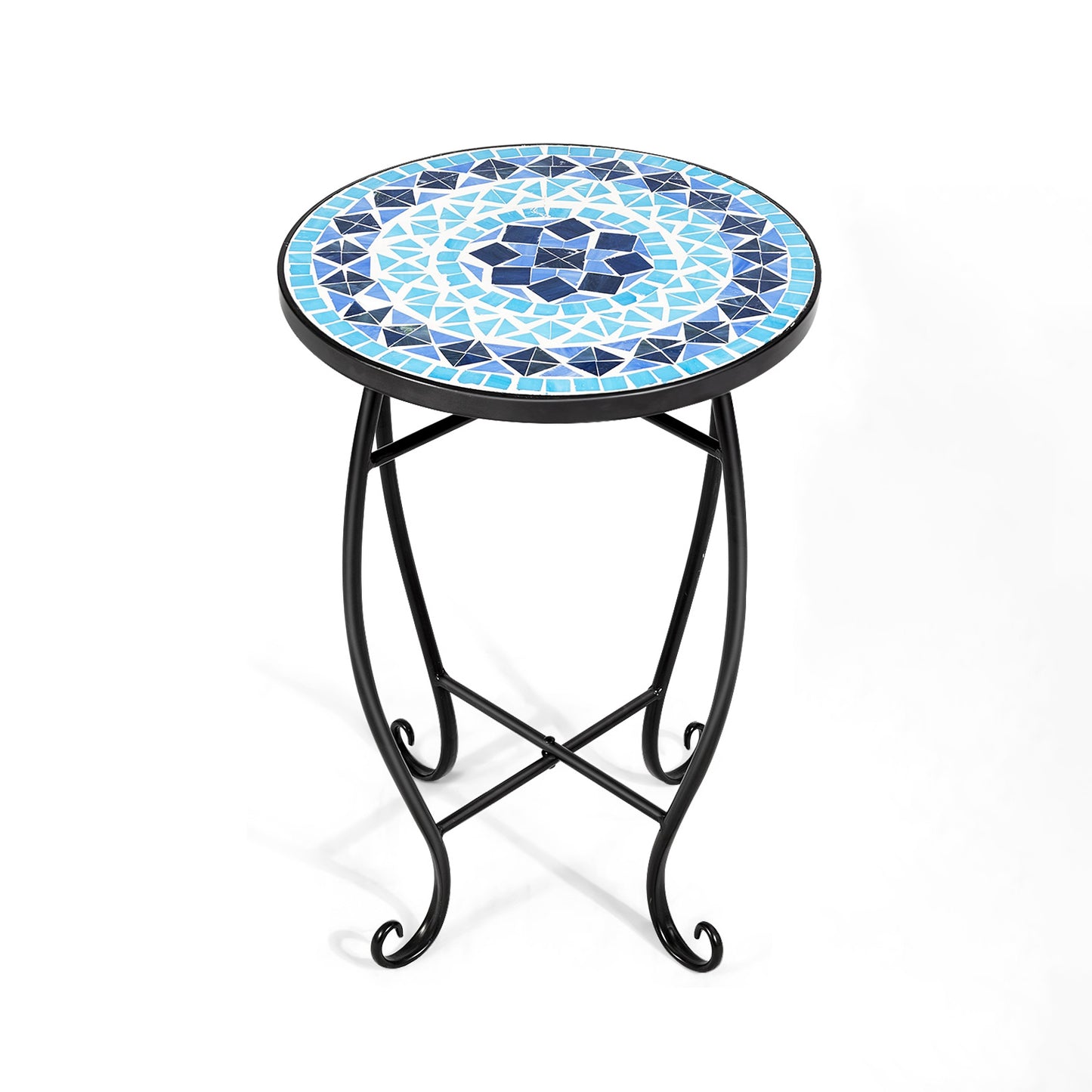 Outdoor Indoor Steel Accent Plant Stand Cobalt Table-Blue Kids Crystal