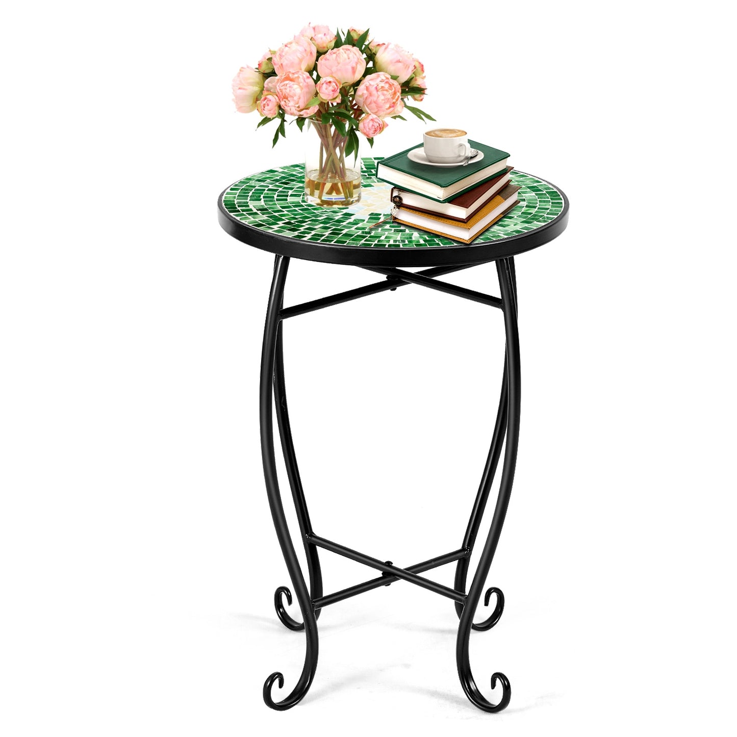 Outdoor Indoor Steel Accent Plant Stand Cobalt Table-Green Kids Crystal