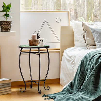 Outdoor Indoor Steel Accent Plant Stand Cobalt Table-Green