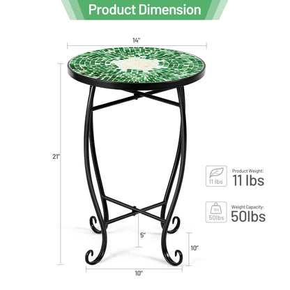 Outdoor Indoor Steel Accent Plant Stand Cobalt Table-Green