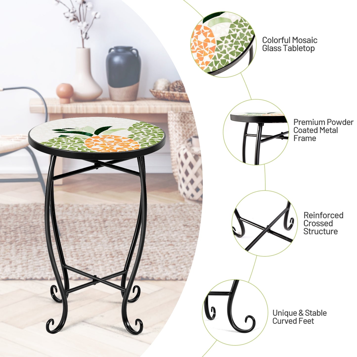 Outdoor Indoor Steel Accent Plant Stand Cobalt Table-Yellow Kids Crystal