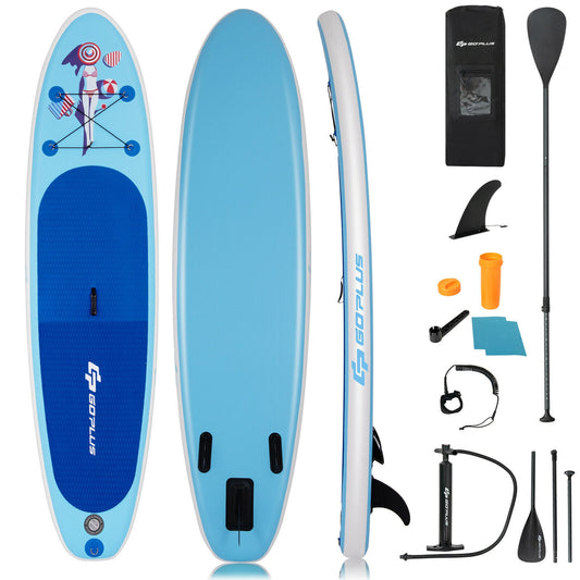 10 Feet Inflatable Stand Up Paddle Board with Adjustable Paddle Pump Kids Crystal