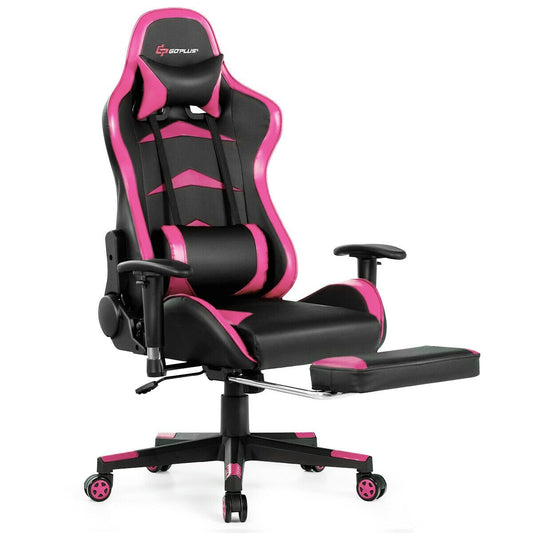 Massage Gaming Chair with Footrest-Pink Kids Crystal