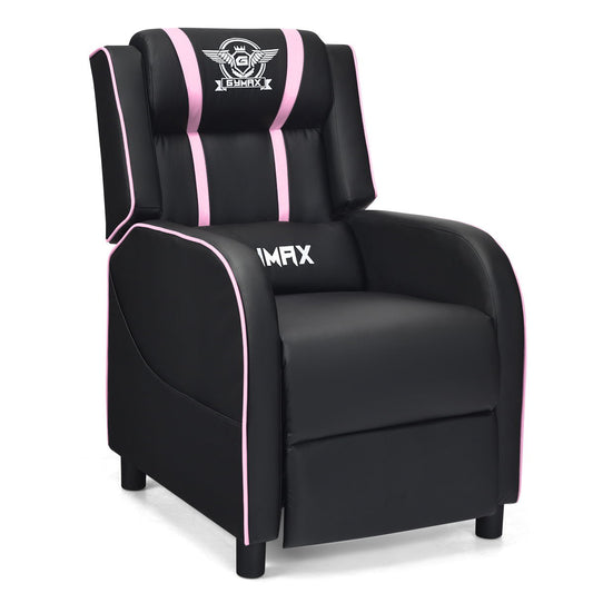 Massage Racing Gaming Single Recliner Chair-Pink Kids Crystal