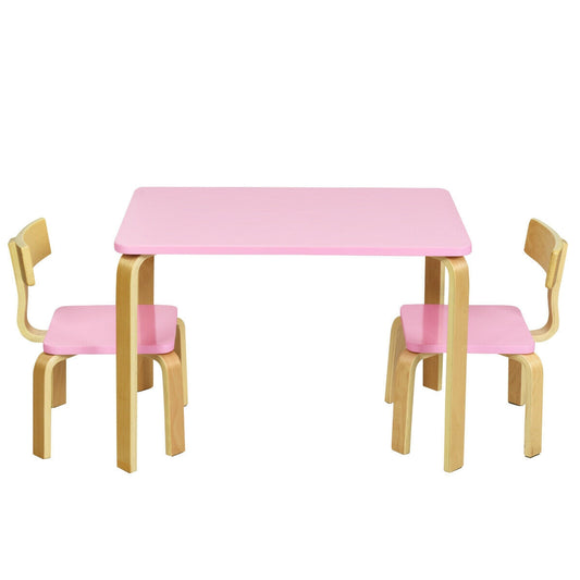 3 Piece Kids Wooden Activity Table and 2 Chairs Set-Pink Kids Crystal