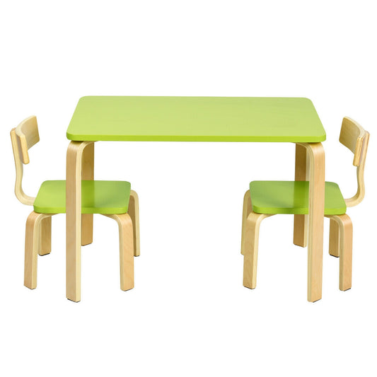 3 Piece Kids Wooden Activity Table and 2 Chairs Set-Green Kids Crystal