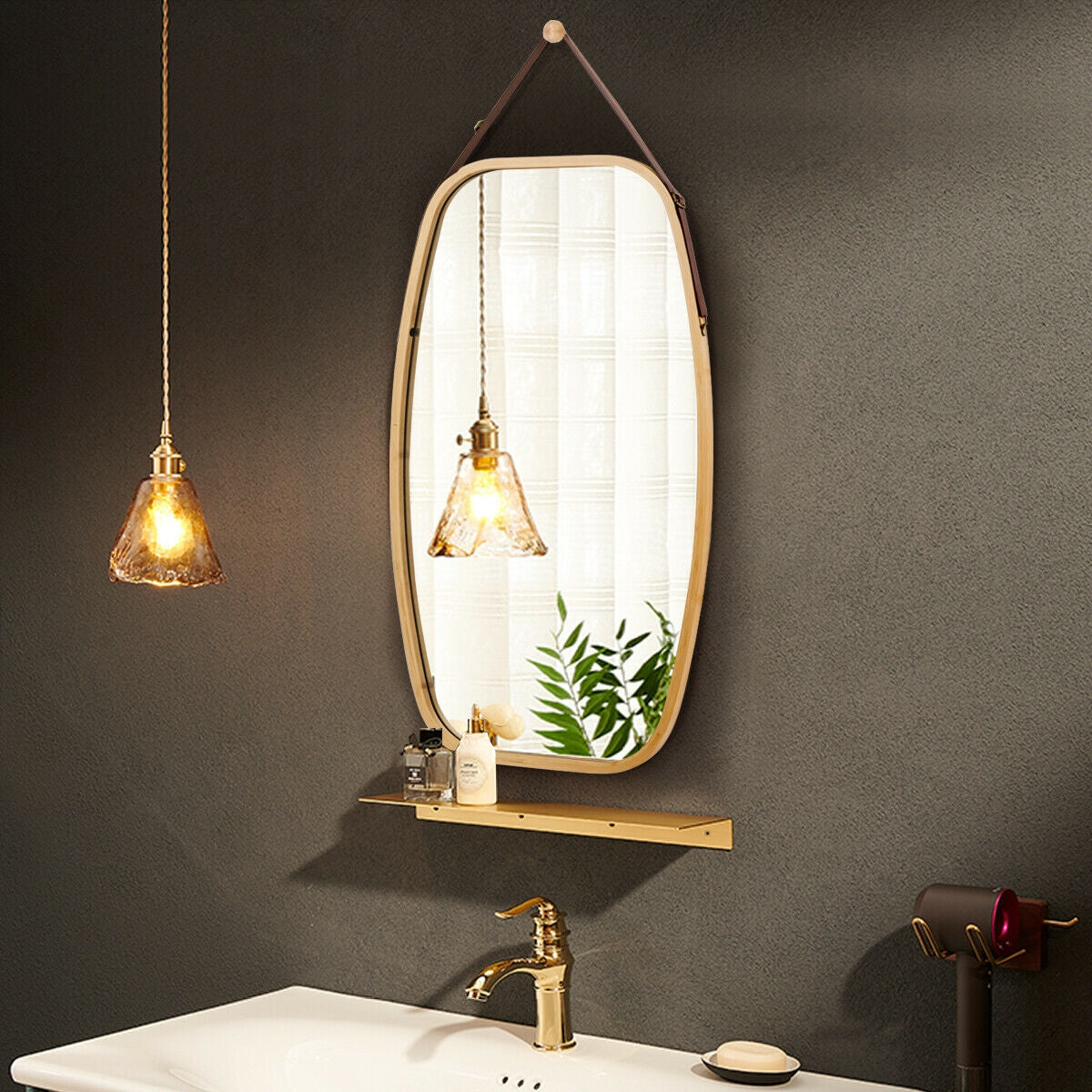 30 Inch Modern Rectangle Wall Hanging Framed Mirror Kids Crystal