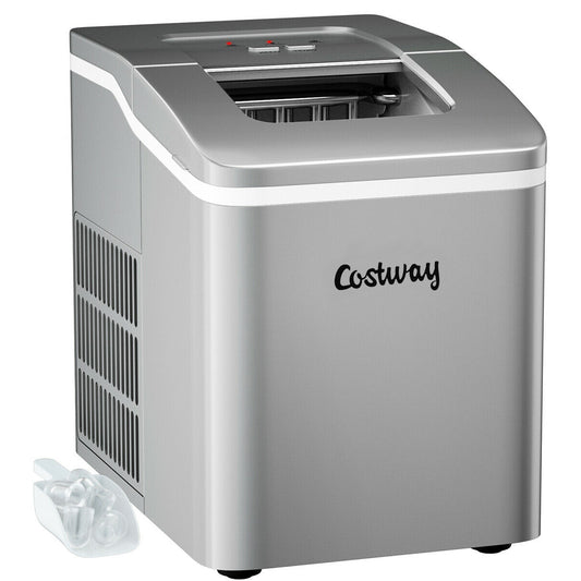 26lbs/24h Portable Countertop Ice Maker Machine with Scoop 9 Ice Cubes Ready in 8 minutes-Silver Kids Crystal