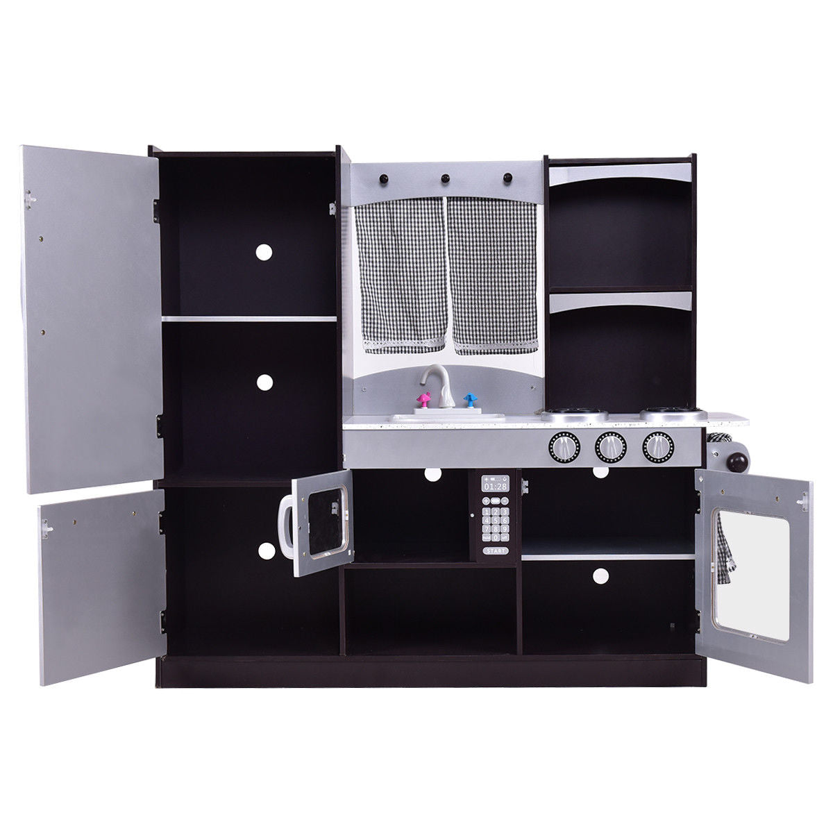 Kids Wooden Modern Kitchen Cooking Pretend Play Set Kids Crystal