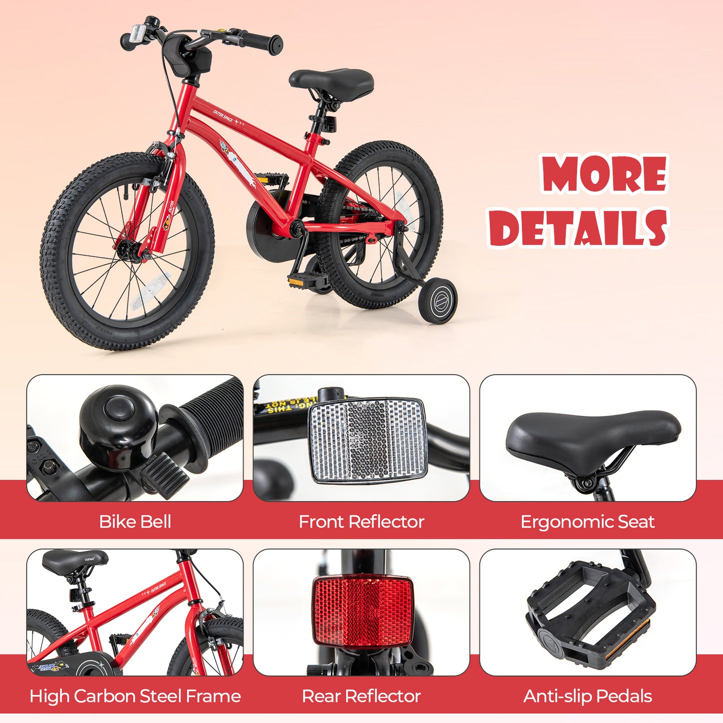 16-Inch Kids Bike Ages 4-7 with Handbrake and Coaster Brake and Bell Ring-16 inches Kids Crystal