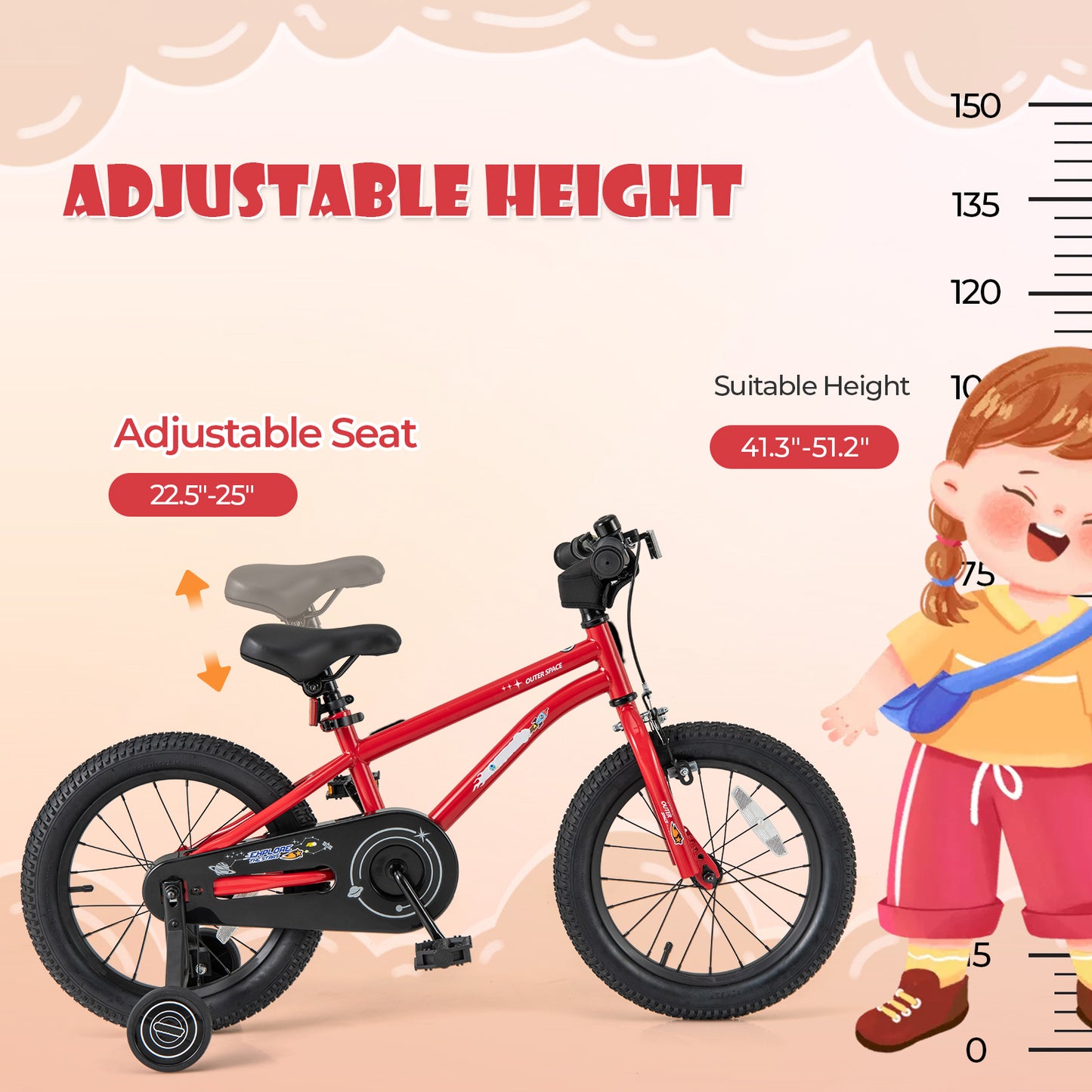 16-Inch Kids Bike Ages 4-7 with Handbrake and Coaster Brake and Bell Ring-16 inches Kids Crystal