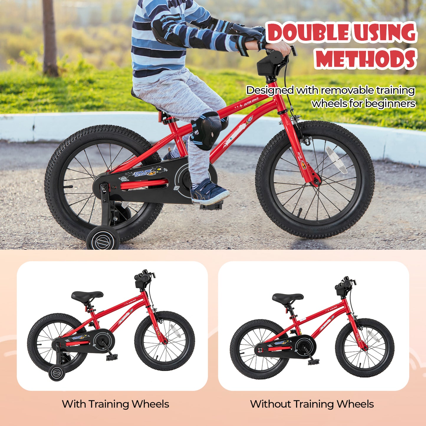 16-Inch Kids Bike Ages 4-7 with Handbrake and Coaster Brake and Bell Ring-16 inches Kids Crystal