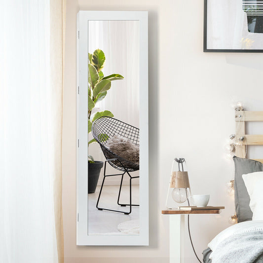Door and Wall Mounted Armoire Jewelry Cabinet with Full-Length Mirror Kids Crystal
